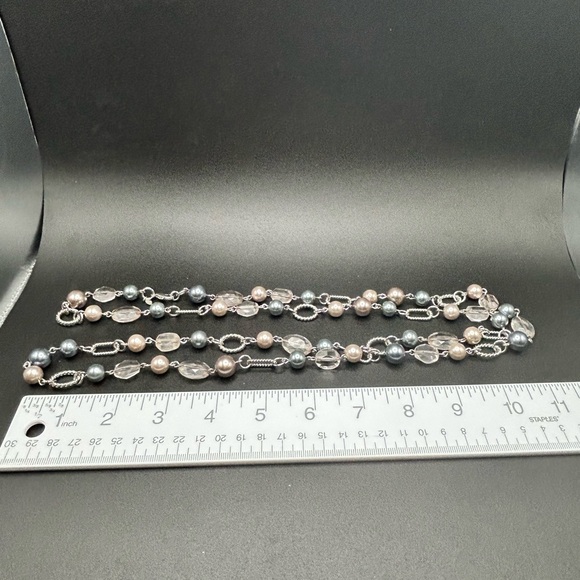 L21 Premier Designs Long silver tone blue pink Necklace - Picture 5 of 5